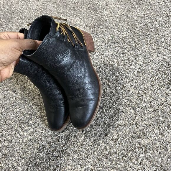 Korks By Kork-Ease Belaya Black Leather Lace Up Ankle Boots Size 6 Block Heel - Picture 7 of 9